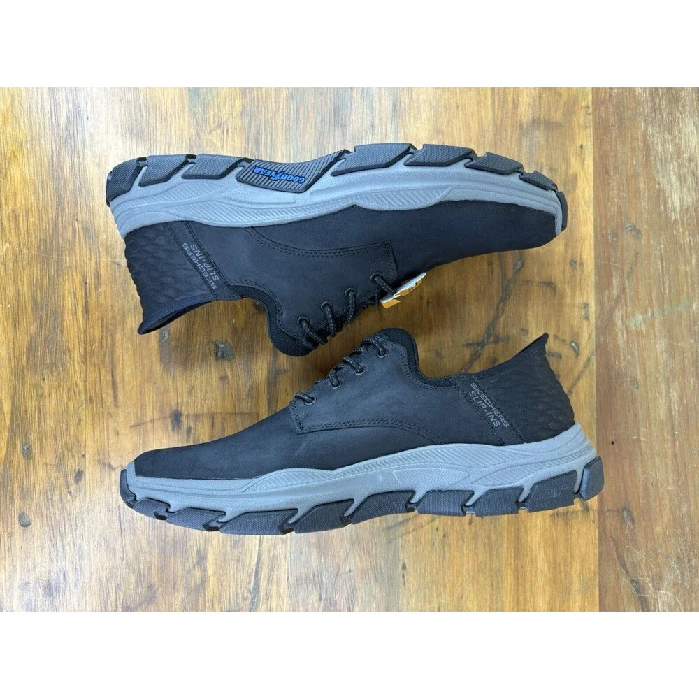 Skechers Hands Free Slip-ins Respected Garville Black Leather Men Size 11.5 NWOB